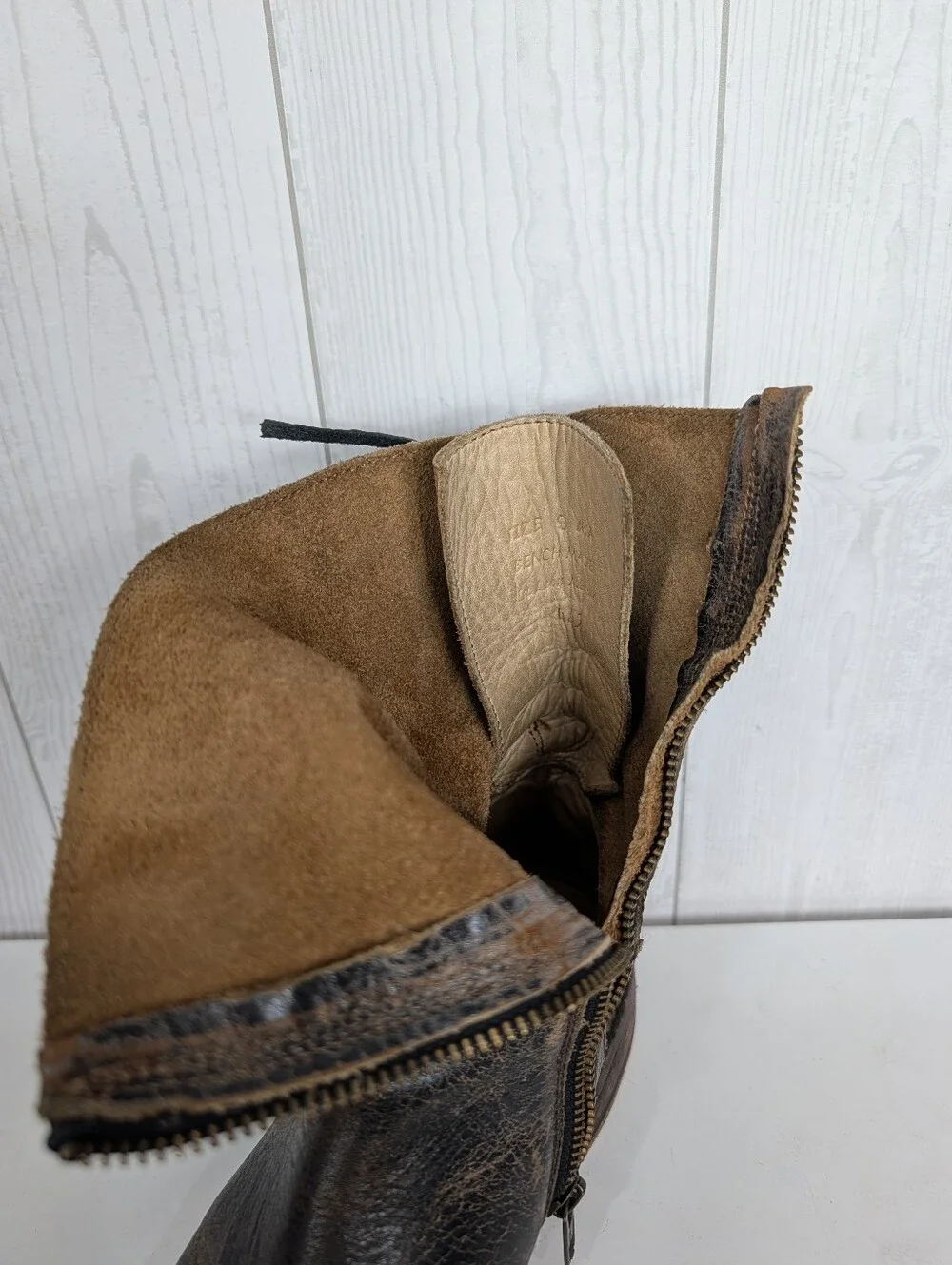 Bed Stu Leather Boots Women's Size 9 with Zipper Purposefully Distressed
